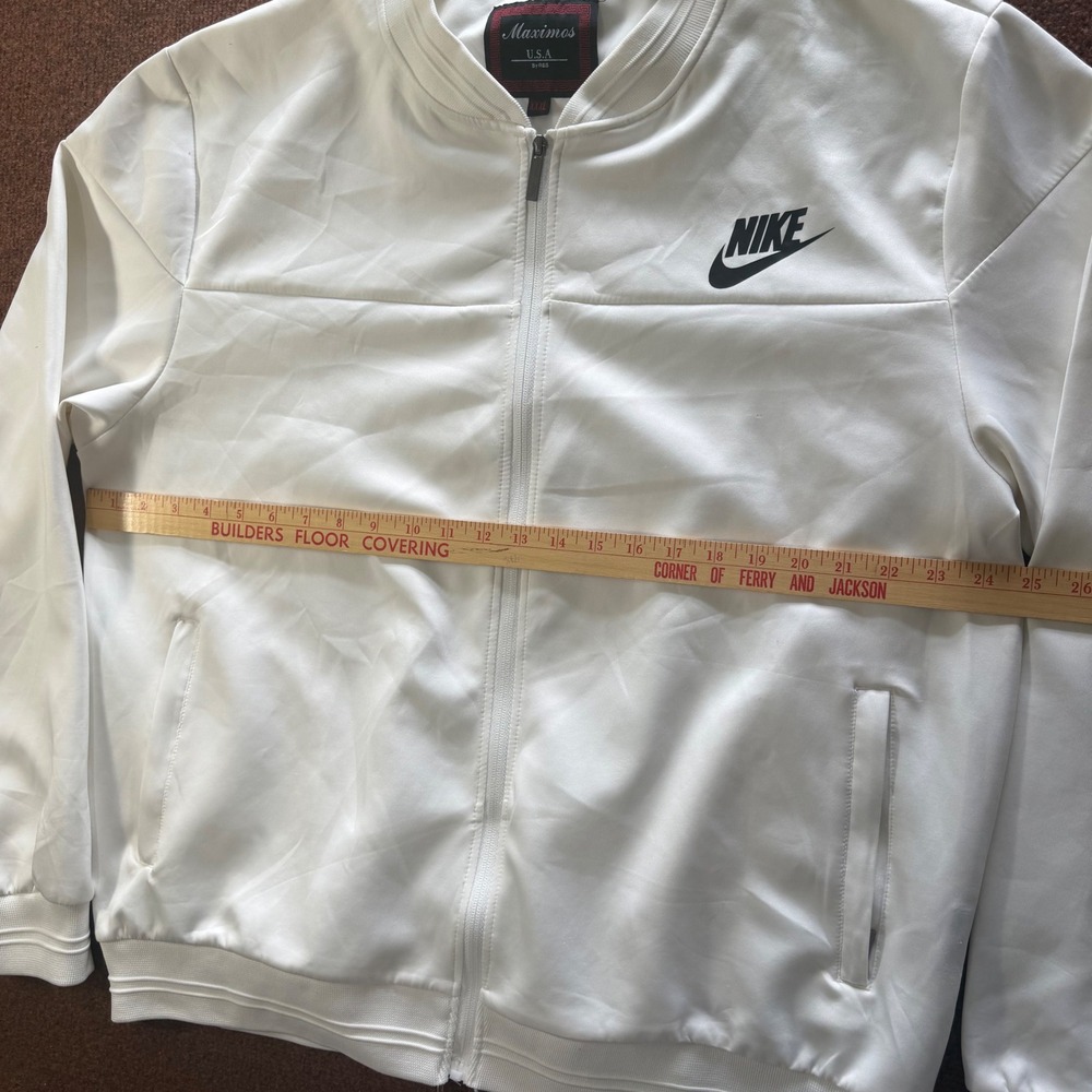 Rare comfy Maximos USA White Track Jacket Nike Logo Full Zip Bomber Mens XXXL - Picture 2 of 8